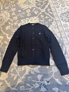Polo by Ralph Lauren Navy Cable Knit Button-Up Cardigan